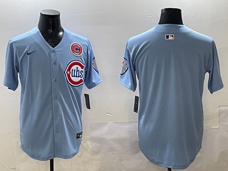 Men Chicago Cubs Blank Light Blue Throwback Fashion 2025 Nike MLB Jersey style 2